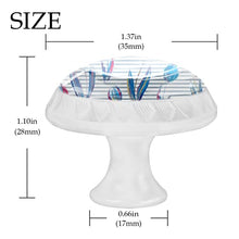 4 pcs White Cabinet Knobs for Kitchen Cabinets Bedroom Wardrobe Dresser Drawers Striped blue flower