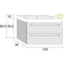 Kit Mobile lavabo RIHO & SLIMLINE SET 72 in acrilico lucido, 100 x 38 a 60,5 cm