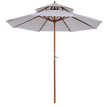 Outsunny Ombrellone da Giardino Spiaggia Parasole Doppio Tetto in Legno Φ2.65*H2.64m Crema