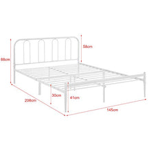 [en.casa] Struttura Letto in Metallo con Testiera e Pediera 140 x 200 cm Letto Francese/Matrimoniale - Bianco