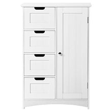 Leww, credenza da bagno, cassettiera multiuso, con 4 cassetti e 1 scomparto laterale, per soggiorno, cucina, corridoio