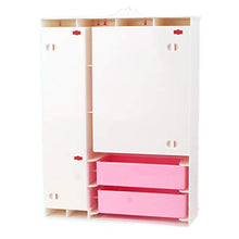 ZJL220 Armadio Moderno Rosa a Tre Porte Set da Gioco per mobili Barbi può Mettere Scarpe Accessori per Vestiti con specchietto per Ragazza