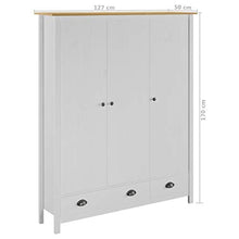 FAMIROSA Armadio a 3 Ante Hill Range Bianco 127x50x170 cm Legno di Pino