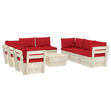 SKM Set Divani da Giardino su Pallet 9 pz con Cuscini Legno Abete (179.1kg) Rosso-3654