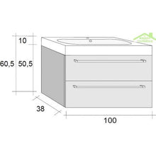 Kit Mobile lavabo RIHO & SLIMLINE-SET 70 in legno lamellato, 100 x 38 a 60,5 cm