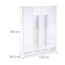 Relaxdays 10021977_49 Armadio Componibile, 18 Scomparti, Sistema a Incastro, Plastica, 145,145x200,3 cm, Bianco