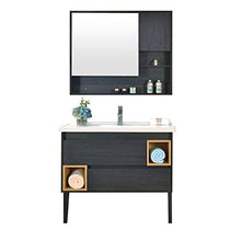 Set di Mobili da Bagno Armadio per Il Bagno in Legno Multistrato Mobile da Bagno Combinato armadietto Cabinet Set con Specchio (Color : Black, Size : 50x100x85cm)