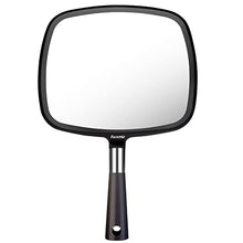 Auxmir Specchio Trucco Specchio Portatile Professionale Specchio Parrucchiere 23x20 cm Specchio a Mano con Manico Antiscivolo Alta Definizione per Barbiere Salone, Nero