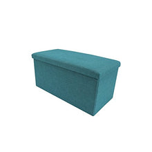 Rebecca Mobili Cassapanca Baule, Pouf Contenitore per Ordine casa Camera Bambini, Azzurro Turchese, Cotone - 37 x 76 x 38 cm (HxLxP) - Art. RE6173