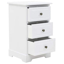 Cikonielf - Comodino moderno per camera da letto, con 3 cassetti, supporto per cellulare, armadio, comò in MDF e legno di pino, 35 x 32 x 59 cm, bianco (non richiede montaggio)