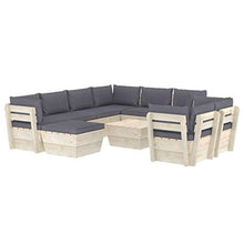 SKM Set Divani da Giardino su Pallet 10 pz con Cuscini Legno Abete (197.6kg) Antracite