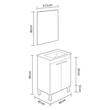 13Casa Jerry H01 Set Mobile Bagno + Specchio, Melamina, 60 x 45 x 80 cm