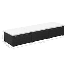 vidaXL Lettino Prendisole in Polyrattan Nero e Bianco Sdraio da Giardino