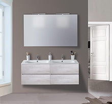 mazzoni Mobile da Bagno Sospeso 120cm Maiorca Light Doppia Vasca Bianco Frassinato