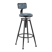 LYRWISHJD - Sedia da bar con schienale regolabile, altezza 98 – 120 cm, in ecopelle, stile retrò, in metallo, per cucina e caffè, colore: blu