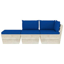 SKM Set Divani da Giardino su Pallet 3 pz con Cuscini Legno Abete (56.1kg) Blu-3430