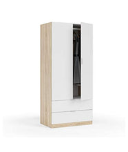 3406MF Armadio 2 Porte E 2 CASSETTI Lincoln - Bicolore Marrone/Bianco