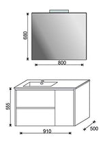 MOBILE CON LAVABO PER BAGNO SERIE BARCELONA 90 CM.