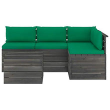FAMIROSA Set Divani da Giardino su Pallet 5 pz con Cuscini Massello Pino-1832