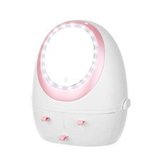 Lshbwsoif - Contenitore per cosmetici con specchio illuminato a LED, antipolvere, per bagno, camera da letto