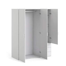 Dmora Armadio Guardaroba Ante battenti e Tre cassetti, Colore Bianco, 115 x 49 x h175 cm