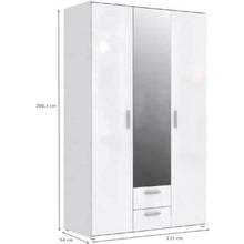 Finlandek - Armadio per camera da letto, 121 cm, colore: Bianco lucido