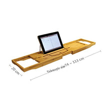 AnnYGJ Supporto per Vasca, Installazione Gratuita di bambù Bagno Multifunzionale per Tablet iPad per Cellulare, Retrattile 74-113 cm, Adatto per la Maggior Parte delle vasche negli Hotel Domestici