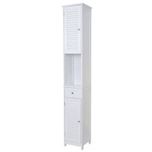 Mendler Arredo bagno serie HWC-F75 MDF bianco 30x32x196cm mobile alto