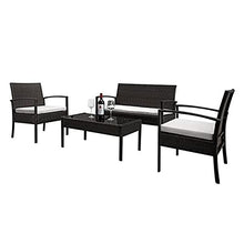 HJYUIK Garden Rattan Mobili Divano da Esterno A 4 Posti Patio Rattan Mobili da Giardino Set con Montaggio