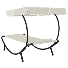 Festnight Lettino Prendisole con Baldacchino e Cuscini Lettino da Sole da Giardino Esterno 200 x 90 x 112 cm per Mare Spiaggia Campeggio Piscina