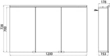 Emco asis - Armadietto con specchio luminoso Pure 1200 mm, 3 ante, LED bianco neutro, 4000 k