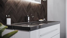 Set da bagno Damo 130 2 parti incl. granito India Black 1 foro in bianco lucido