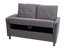 Mendler Divano a 2 posti Relax TV con vano Contenitore HWC-H23 Tessuto Grigio