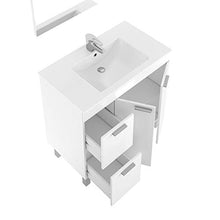 Mobile bagno 80 cm con lavabo in ceramica e specchio con cassetti bianco Fiordaliso