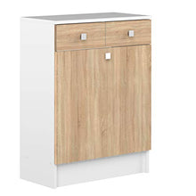 Temahome Combi, Armadietto da Bagno con Portabiancheria, Bianco/Beige (White & Oak)