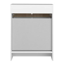 Temahome Combi, Armadietto da Bagno con Portabiancheria, Bianco/Beige (White & Oak)
