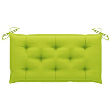 vidaXL Panca da Giardino con Cuscino Verde Brillante 112 cm Legno Teak