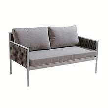 Meubletmoi - Divano basso a 2 posti da giardino in alluminio grigio e textilene intrecciato grigio – Jiji