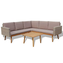 SKM Set Divani da Giardino 4 pz con Cuscini in Polyrattan Grigio (44kg)