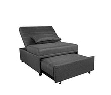 Gardenia Divano Strip Poltrona Pouf Letto Singolo in Tessuto con Cuscino Abbinato, Legno, Grigio