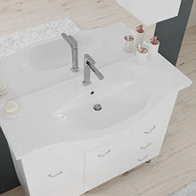 Kiamami Valentina Mobile Bagno 106 CM Classico con LAVABO Specchio E PENSILE Bianco Easy