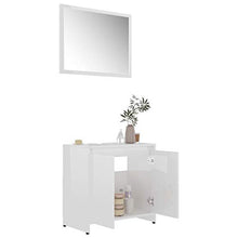Tidyard Set Mobili da Bagno Bianco Lucido in Truciolato,Resistente e Stabile