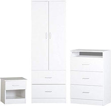 Set da camera da letto stile minimalista moderno, un armadio a due cassetti a due porte, tre cassetti e un cassettiera,White