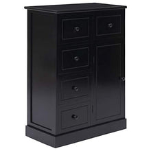 SKM Credenza con 10 Cassetti Nera 113x30x79 cm in Legno