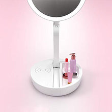 KLJHMAP Trucco LED Specchio, Wireless Carica Portatile Specchio a Tre Pieghevole Illuminante Luce Specchio Desktop Dressing Specchio
