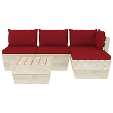 FAMIROSA Set Divani da Giardino su Pallet 5 pz con Cuscini Legno Abete-3465
