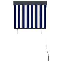 vidaXL - Tenda avvolgibile per esterni, 80 x 250 cm, colore: blu e bianco