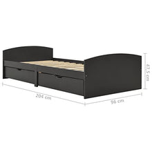 vidaXL Giroletto con 2 Cassetti Grigio in Massello di Pino 90x200 cm
