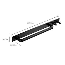 Gabriera, Portasciugamani da parete con 2 ganci, in alluminio, per bagno e cucina, 15,2 cm Nero