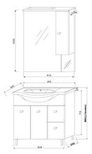 Kiamami Valentina Mobile Bagno 85CM A Terra con LAVABO Specchio E PENSILE Bianco | Easy